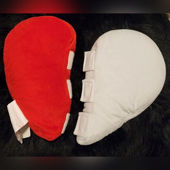 ❤️HOST PICK❤️ Heart Shaped Pillow Red & White Plush with shiny heart accents - Picture 3 of 3